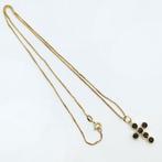 Ketting met hanger - 18 karaat Geel goud Saffier, Handtassen en Accessoires