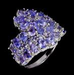 Zonder minimumprijs - Ring Zilver Tanzaniet, Handtassen en Accessoires, Ringen, Nieuw