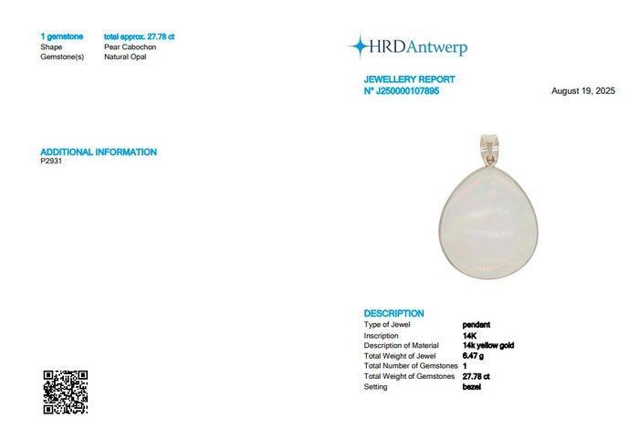 Pendentif - 14 carats Or jaune - 27.78ct. tw. Opale -, Handtassen en Accessoires, Antieke sieraden