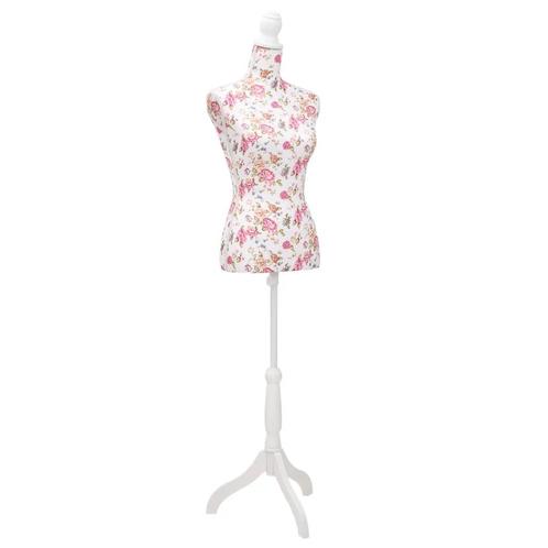 vidaXL Etalagepop torso vrouw katoen wit met rozenprint, Huis en Inrichting, Kasten | Kleerkasten, Nieuw, Verzenden