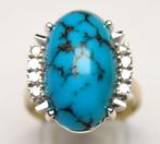 Bague - 14 carats Or blanc Turquoise - Diamant, Bijoux, Sacs & Beauté