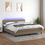 vidaXL Boxspring met matras en LED stof taupe 160x200 cm, Maison & Meubles, Verzenden