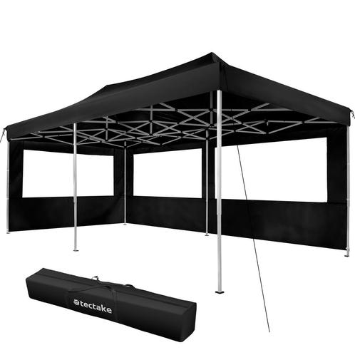 tectake Partytent Viola 3x6 m met 2 zijdelen - zwart, Tuin en Terras, Partytenten, Verzenden