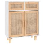 Dressoir Wit Grenen & Rattan | Tweede Kansje | OP = OP, Huis en Inrichting, Kasten | Dressoirs, Verzenden, Nieuw, 25 tot 50 cm