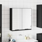 vidaXL Armoire à miroir de salle de bain noir bois, Maison & Meubles, Neuf, Verzenden