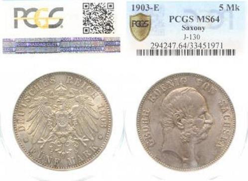 5 Mark Kaiserreich 1903e Georg v Sachsen, Postzegels en Munten, Munten | Europa | Niet-Euromunten, België, Verzenden