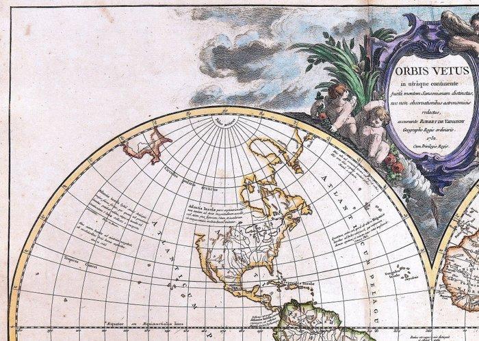 World Map - .; Robert de Vaugondy - Orbis Vetus - 1752, Boeken, Atlassen en Landkaarten