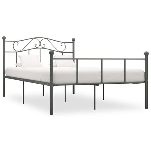 vidaXL Cadre de lit Gris Métal 120 x 200 cm, Maison & Meubles, Chambre à coucher | Lits, Neuf, Envoi