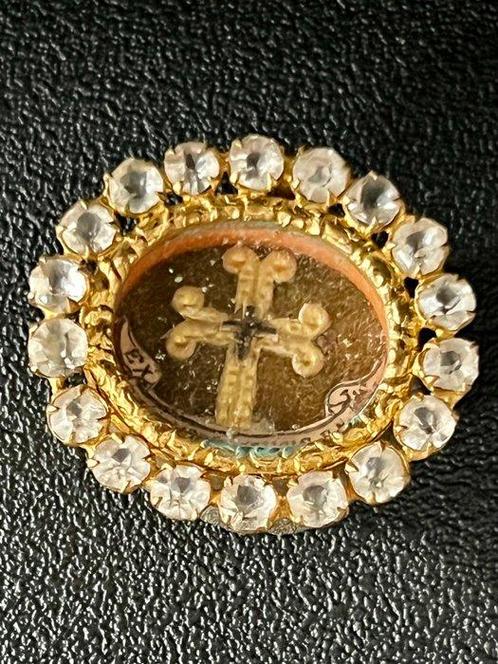 Reliquaire - Laiton doré - 1850-1900 - St Croix du Christ, Antiek en Kunst, Kunst | Niet-Westerse kunst