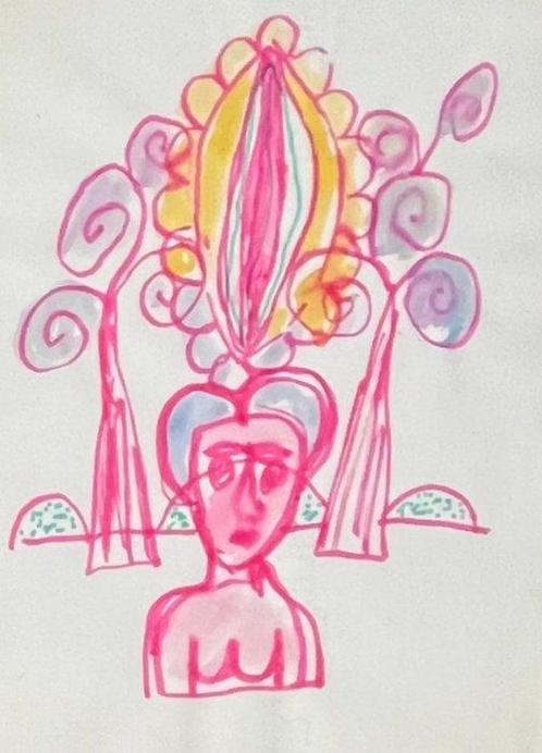 Corneille (1922-2010) - Femme-Fleur, Antiek en Kunst, Kunst | Schilderijen | Modern