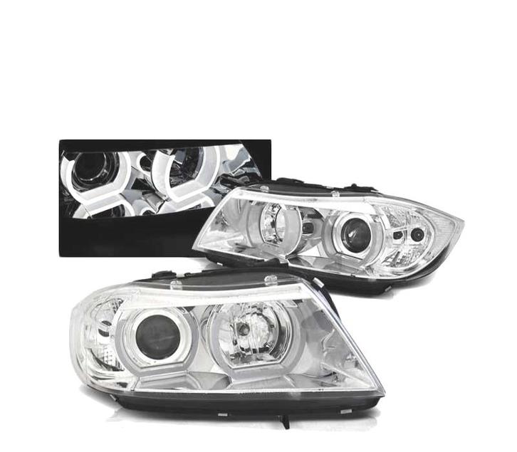 Phares Angel Eyes Pour Bmw E90 E91 05-08 Chromé, Auto-onderdelen, Verlichting, Verzenden