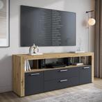 Meubella TV-Meubel antraciet eiken 181 cm | TV kast | Modern, Huis en Inrichting, Overige materialen, Verzenden, 150 tot 200 cm