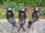 Beeldje - A set of 3 jolly frogs (3) - Brons
