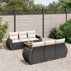 vidaXL 7-delige Loungeset met kussens poly rattan zwart, Verzenden, Nieuw, Loungeset