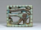 Oud-Egyptisch Faience Wedjat - Oog van Horus Plaque - 37 mm, Antiek en Kunst