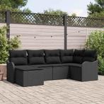 vidaXL Tuinbank Set 6 pcs Zwart poly rattan, Verzenden, Nieuw