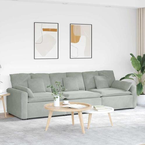 vidaXL Modulaire bank met kussens lichtgrijs, Huis en Inrichting, Zetels | Voetbanken en poefs, Nieuw, Verzenden
