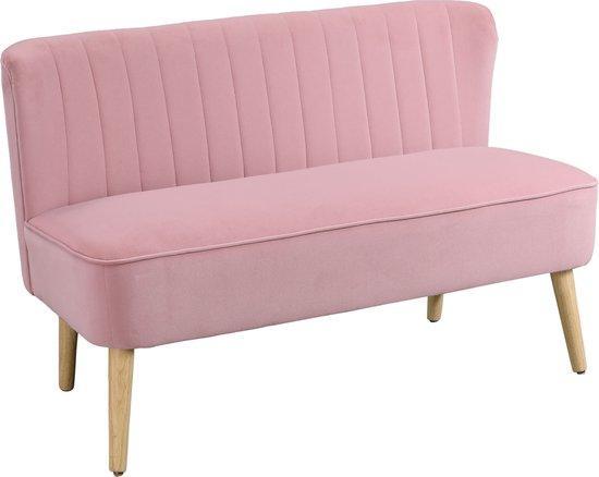 2dekans | HOMCOM bank - 2-zits bank - dik gewatteerd - roze, Huis en Inrichting, Zetels | Zetels, Ophalen of Verzenden