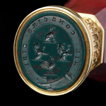 SIBTHORP FAMILY CREST DESK SEAL IN 18KT GOLD - Sceau