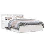 vidaXL Bedframe met hoofdbord massief grenenhout wit 160x200, Huis en Inrichting, Slaapkamer | Bedden, Verzenden, Nieuw