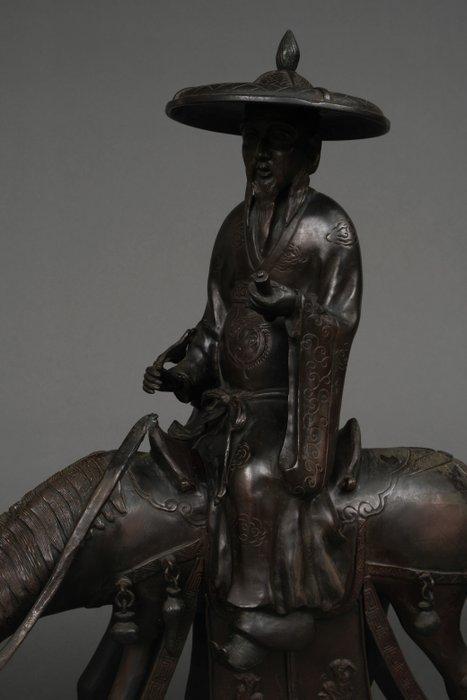 Encensoir Kôro de lappelographe Toba sur sa mule. - Bronze, Antiek en Kunst, Antiek | Overige Antiek