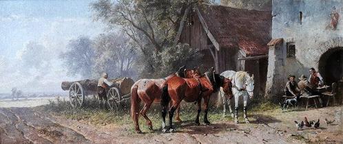 Ludwig Hartmann (1835-1902) - Horses, Antiek en Kunst, Kunst | Schilderijen | Klassiek