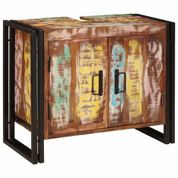 vidaXL Wastafelonderkast met de deur Massief gerecycled hout, Huis en Inrichting, Tafels | Kaptafels, Nieuw, Verzenden