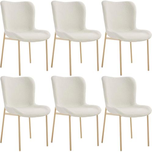 tectake Gestoffeerde stoel Tessa - Bouclé wit/goud, Set van, Huis en Inrichting, Stoelen, Verzenden