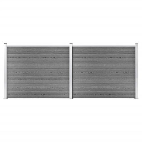 vidaXL Schuttingpanelenset 353x146 cm HKC grijs, Tuin en Terras, Tuinhekken en Hekwerk, Nieuw, Verzenden
