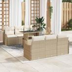 vidaXL Tuinbank Set met kussen 7 pcs Beige Poly rattan, Tuin en Terras, Tuinsets en Loungesets, Verzenden, Nieuw
