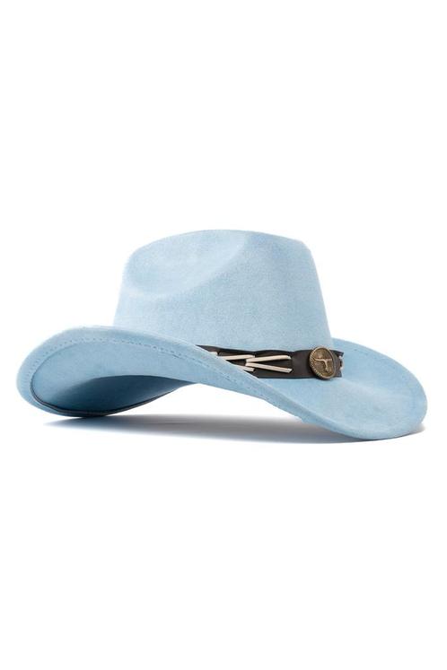 Cowboyhoed Lichtblauw Gevlochten Band Blauwe Cowboy Western, Kleding | Heren, Carnavalskleding en Feestkleding, Nieuw, Ophalen of Verzenden