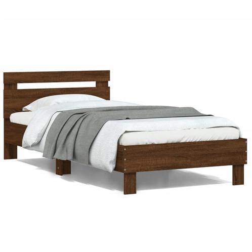 vidaXL Cadre de lit avec tête de lit chêne marron, Huis en Inrichting, Slaapkamer | Bedden, Verzenden