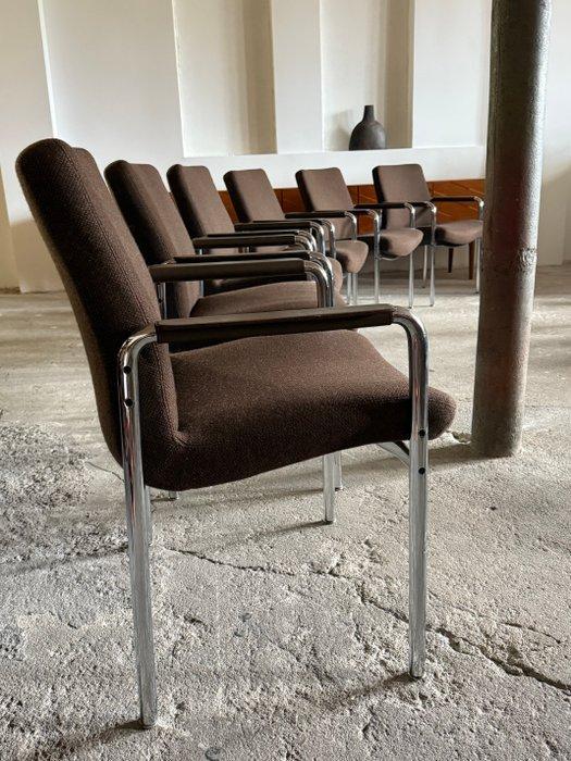 Walter Knoll - Stoel (6) - Leer, stof, gechromate stalen, Antiek en Kunst, Antiek | Meubels | Stoelen en Sofa's