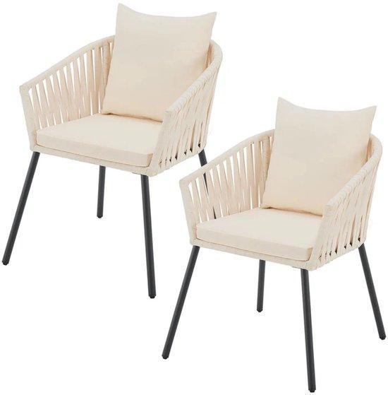 2dekans | Touwstoelen - Set van 2 - Incl. Zit- en Rugkussens, Tuin en Terras, Tuinsets en Loungesets, Ophalen of Verzenden
