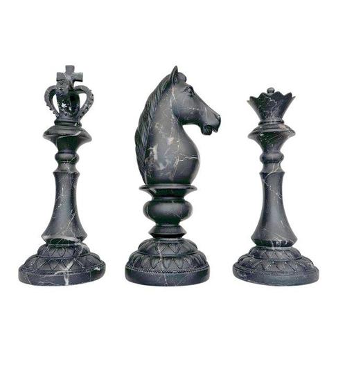 Statue, 3 schaakstukken - 33 cm - Résine, Antiek en Kunst, Kunst | Designobjecten