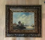Hollandse School (XX) - Vissersdorp aan het water met molen