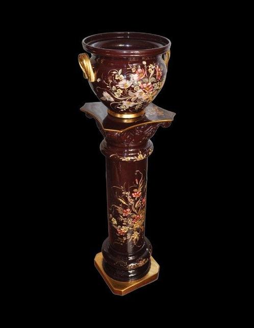Colonne - 1940-1950 - décorée avec de la feuille dor, Antiek en Kunst, Antiek | Glaswerk en Kristal