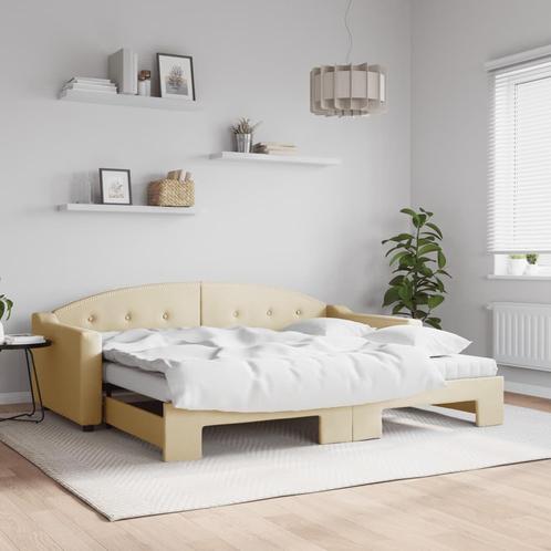 vidaXL Slaapbank met onderschuifbed en matrassen 90x200 cm, Huis en Inrichting, Slaapkamer | Bedden, Nieuw, Verzenden
