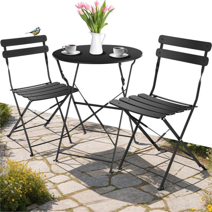 Bistroset - Tuinset 2 persoons - Tuinstoelen met tafel - Crè, Tuin en Terras, Overige Tuin en Terras, Verzenden
