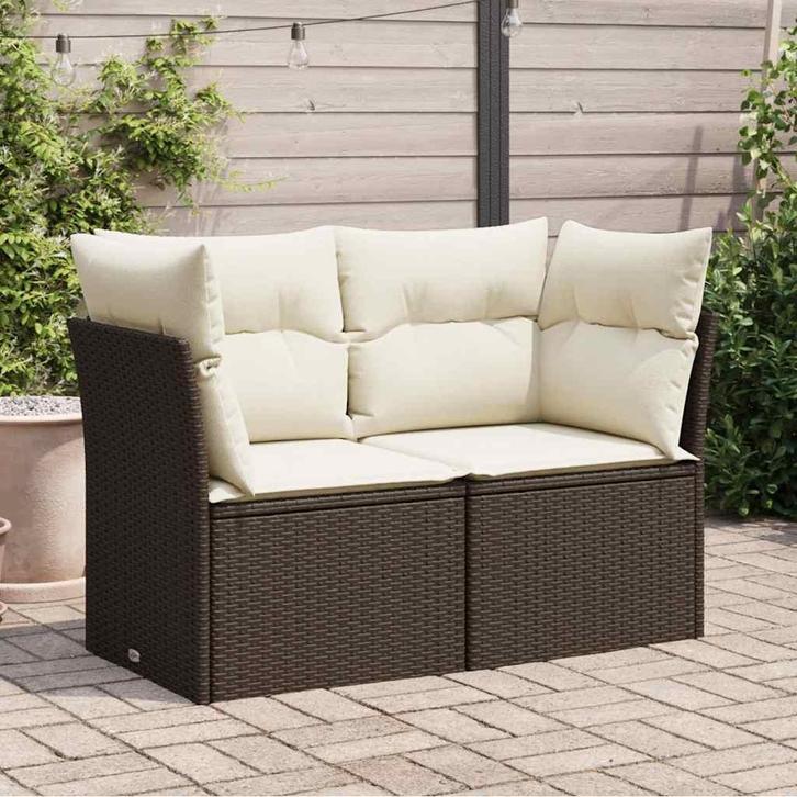 Tuinbank 2-zits poly rattan bruin | Retour Deal | 40% Kor..., Tuin en Terras, Tuinbanken, Nieuw, Verzenden