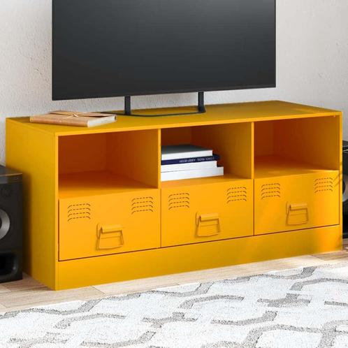 vidaXL Tv-meubel 99x39x44 cm staal mosterdgeel, Huis en Inrichting, Kasten |Televisiemeubels, Nieuw, Verzenden