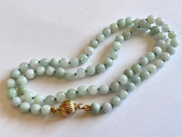 18 karaat (750) goud - groene jadeiet (A) - Halsketting, Antiek en Kunst, Kunst | Designobjecten