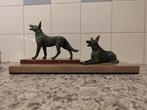 Statue, Marmer beeld honden Art Deco - 17 cm - Marbre, Zamac, Antiek en Kunst