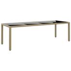 vidaXL Table de jardin avec dessus en verre beige résine, Jardin & Terrasse, Ensembles de jardin, Neuf, Verzenden