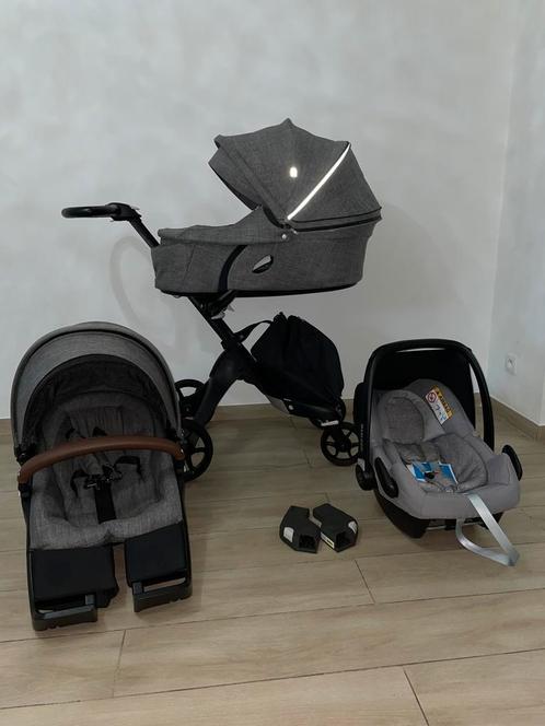 Stokke Xplory Black Grey Melange Kinderwagen 3-in-1 Compleet, Kinderen en Baby's, Kinderwagens en Combinaties, Combiwagen, Zo goed als nieuw
