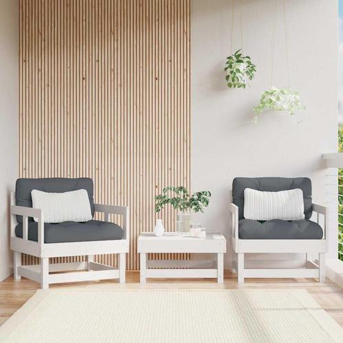 vidaXL Tuinstoelen met kussens 2 st massief grenenhout wit, Tuin en Terras, Tuinsets en Loungesets, Nieuw, Verzenden