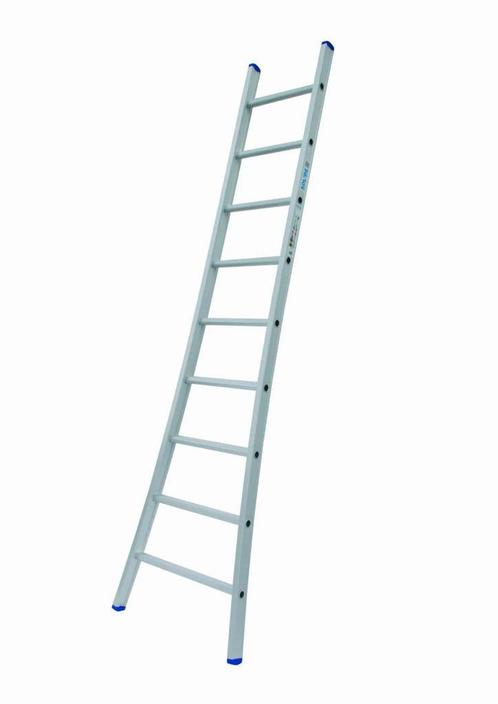 Solide 1-delige ladder 9 sporten met gebogen voet, Doe-het-zelf en Bouw, Ladders en Trappen, Ladder, Nieuw, 2 tot 4 meter, Ophalen of Verzenden