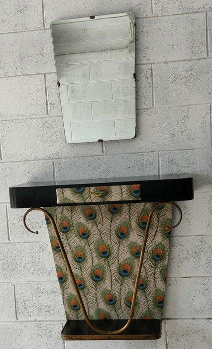 Wandtafel - Hout, Messing - Hangende console uit de jaren, Antiek en Kunst, Kunst | Designobjecten