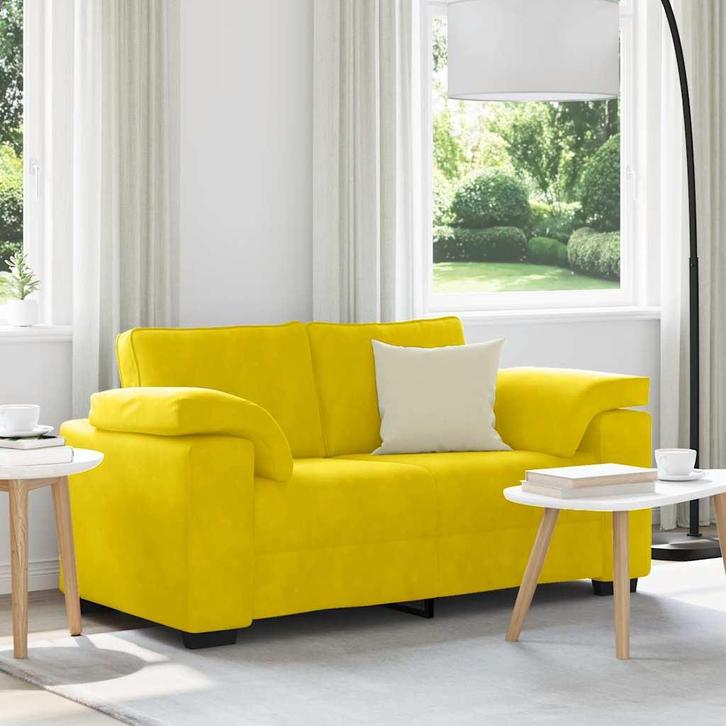 vidaXL Loveseat Sofa Geel 120 cm Fluweel, Huis en Inrichting, Zetels | Zetels, Nieuw, Verzenden