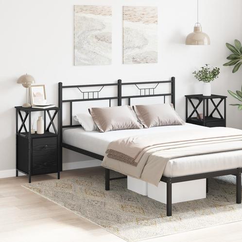 vidaXL Nachtkastjes 2 Stuks Zwart Eiken 34x35,5x70 cm, Huis en Inrichting, Slaapkamer | Nachtkastjes, Nieuw, Verzenden